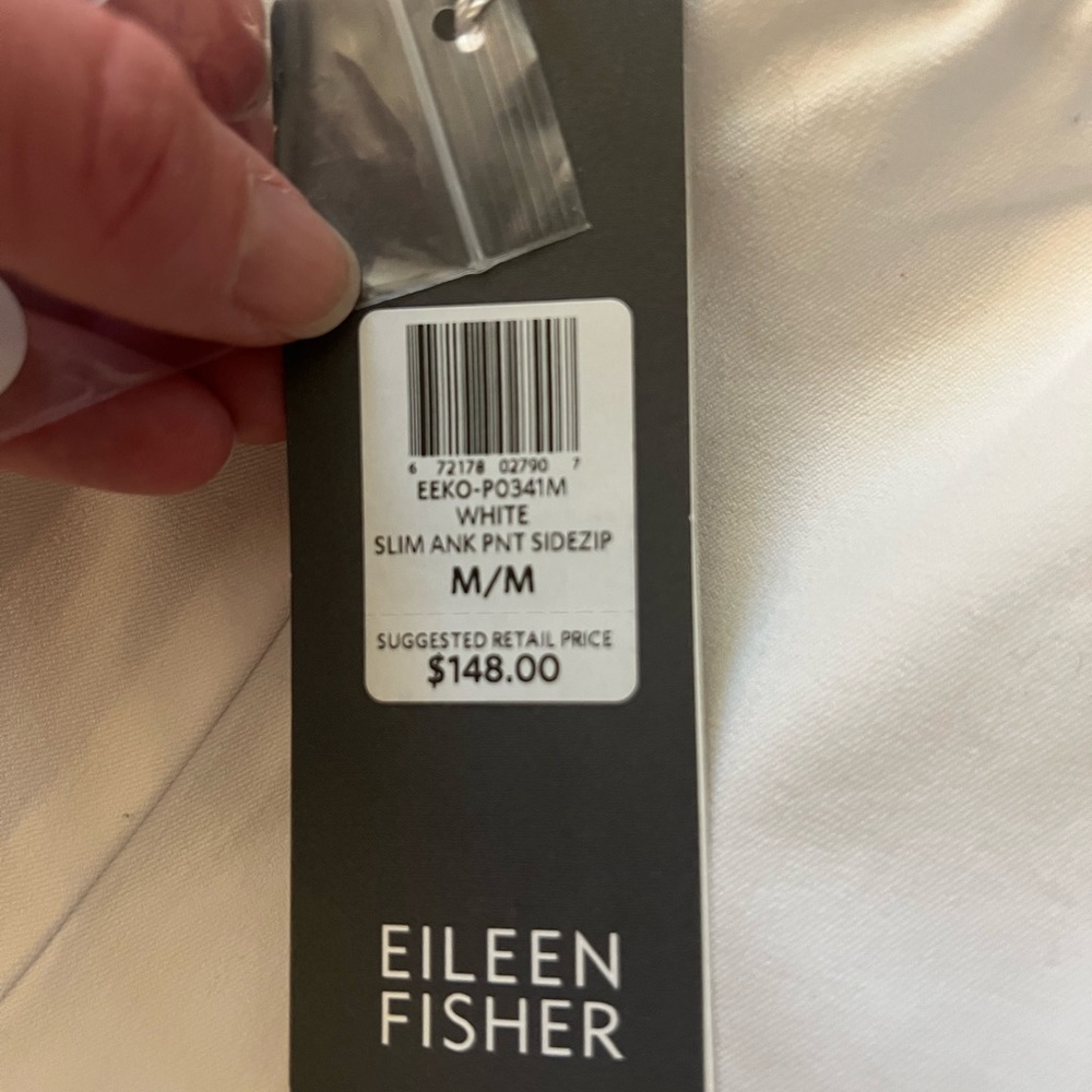 Eileen Fisher White Ankle Organic Cotton Pants - Picture 5 of 7